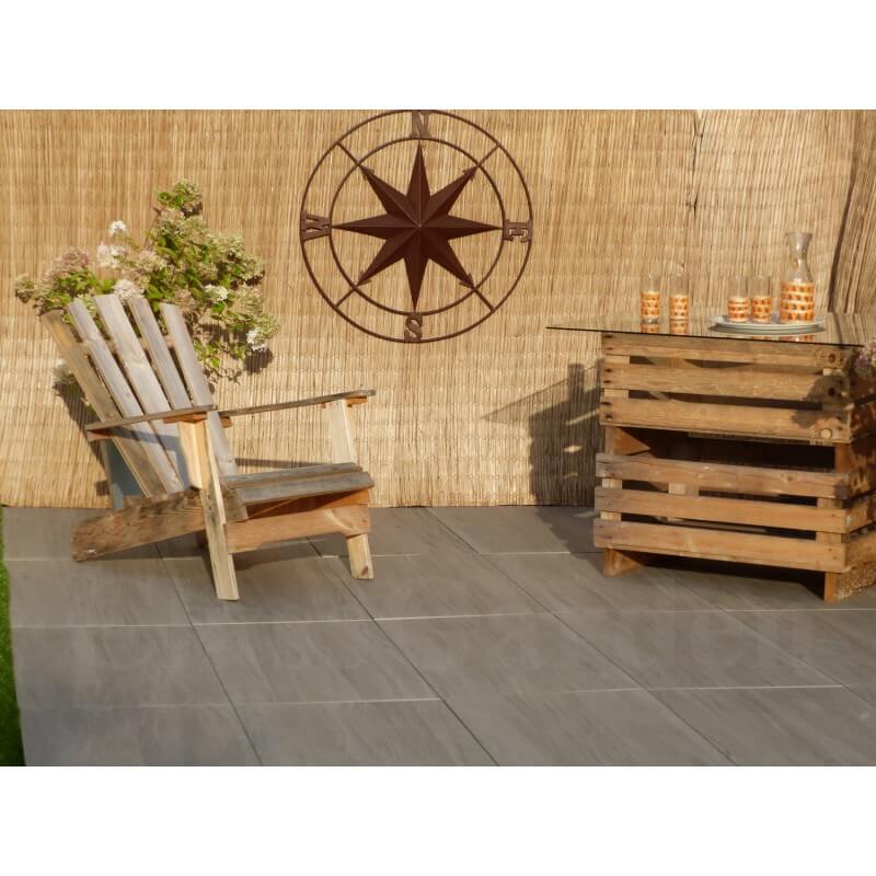 Terraza porcelánico efecto Madera Gris 5 m² - 10 baldosas