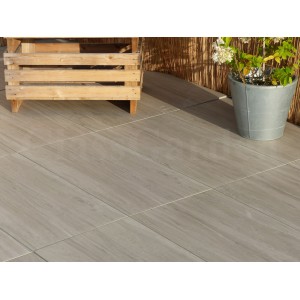Terraza porcelánico efecto Madera Gris 18 m² - 36 baldosas