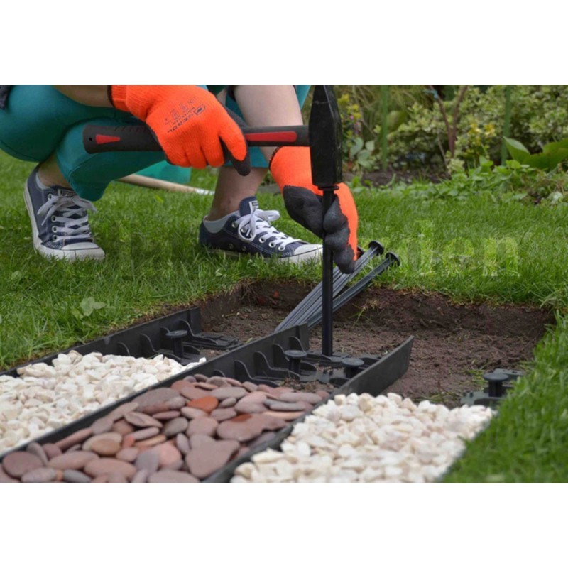 Bordure De Jardin Flexible GEOBORDER - 12 Mètres X 7.8 Cm - Noir - Plastique Recyclé Résistant UV - Facile à Installer